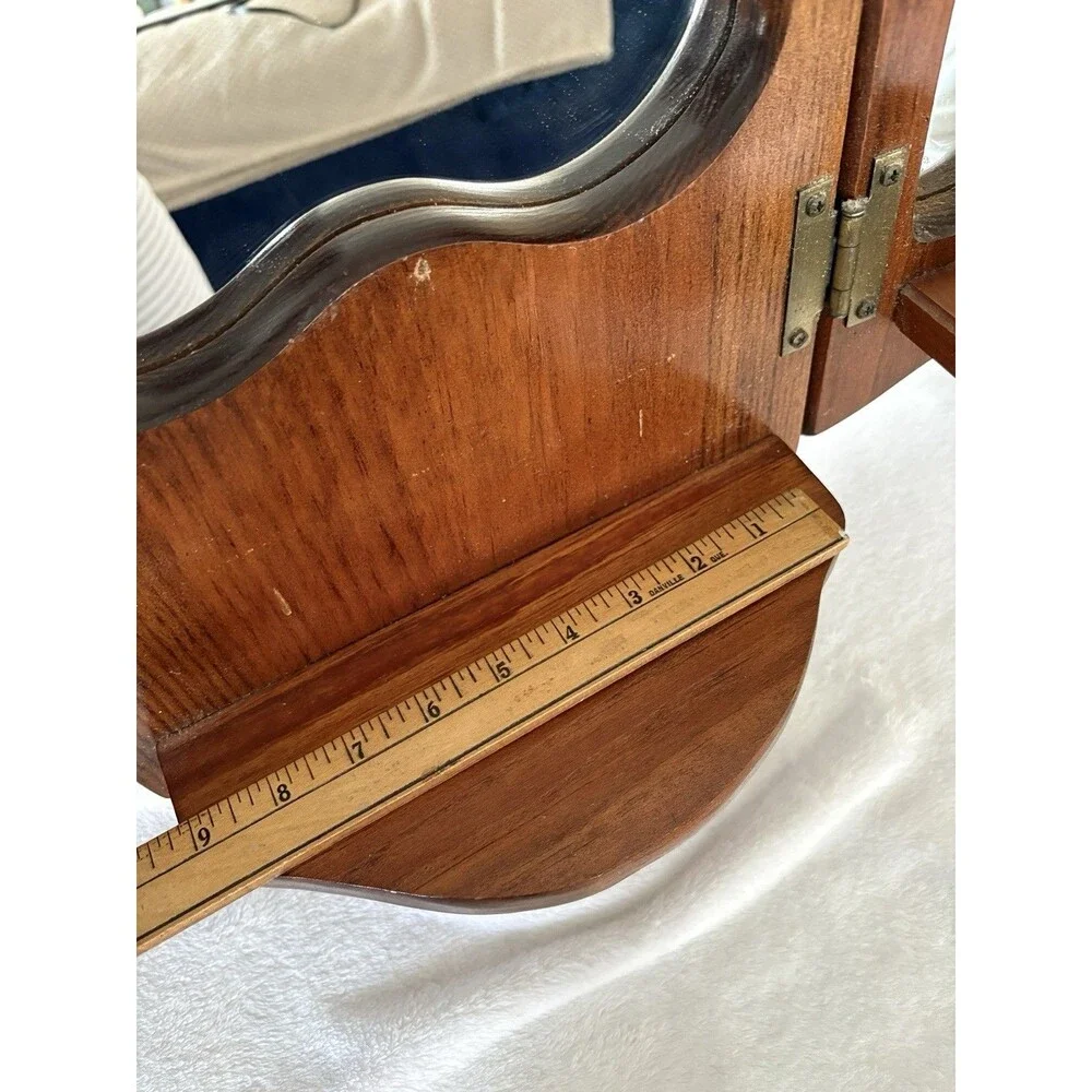 Vintage Wood Hanging Decorative Mirror, Shelf, & Candle/Votive Holder